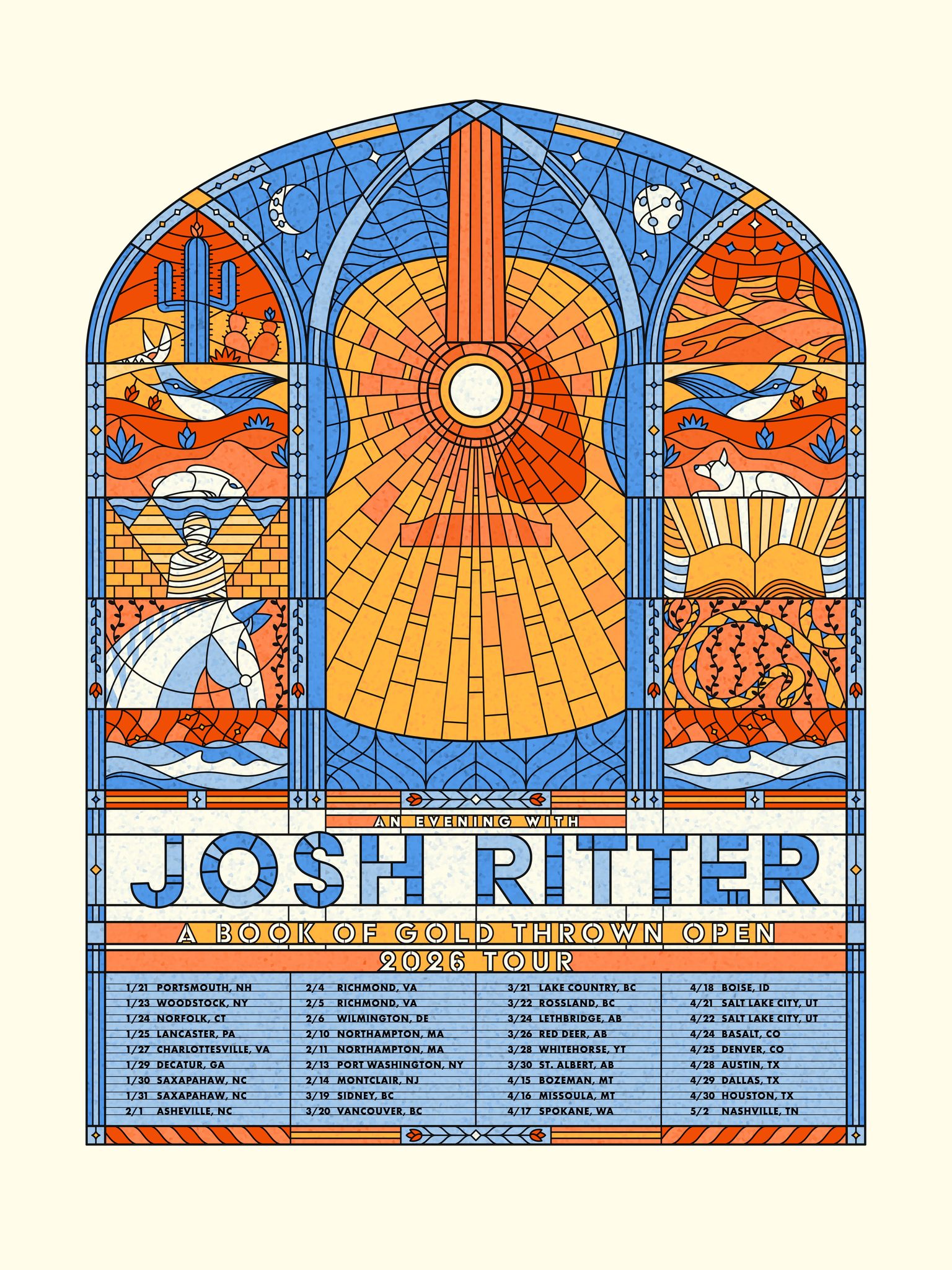 Josh Ritter Book of Gold Thrown Open Tour Poster 2026